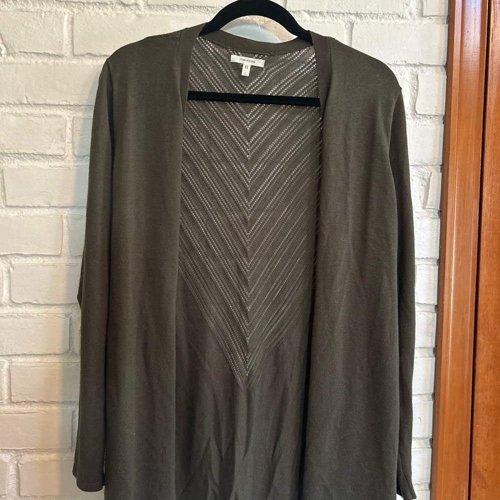 Maurices Olive Green Open Cardigan